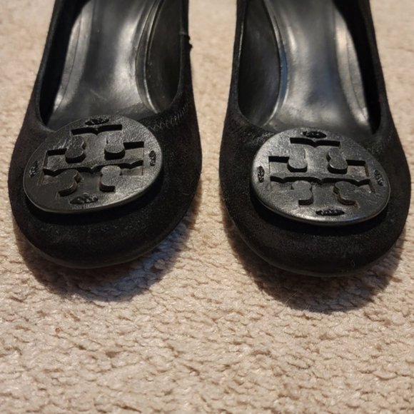 Tory Burch Sally Split Suede Wedge Heels Pumps Size 10.5 - Picture 5 of 8